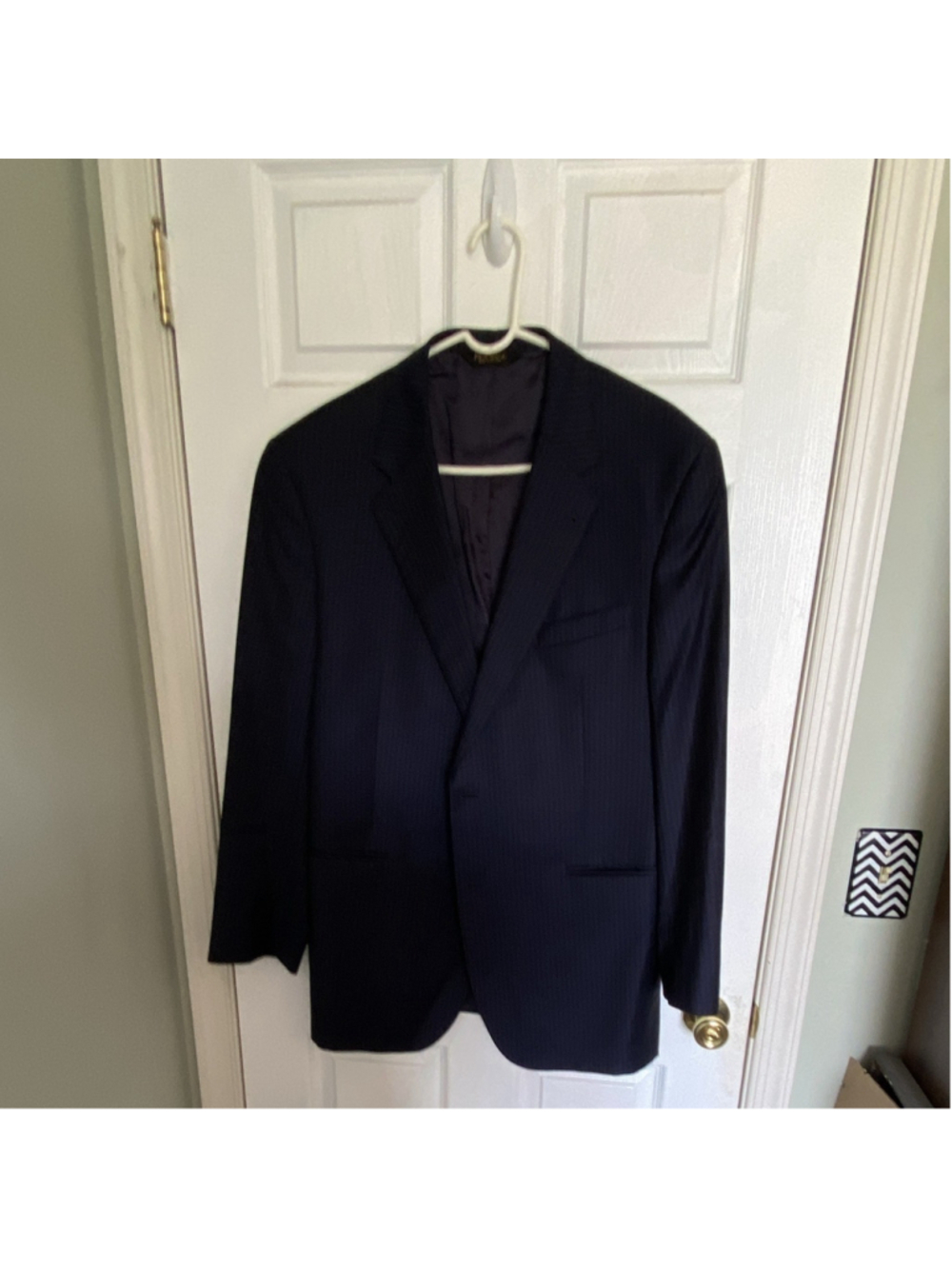 Jos. A. Bank Men’s Blue Pinstripe 100% Wool 2-Piece Suit Single-Breasted 44R - Picture 2 of 13